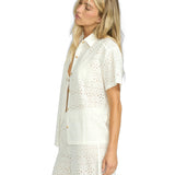 Eyelet crush ss t shirt white