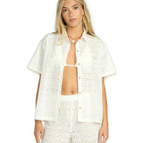 Eyelet crush ss t shirt white