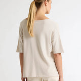 Beige V-neck Sweater in Organic Cotton / Elastane