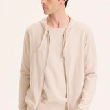 Beige Organic Cotton / Elastane Long-Sleeved Hooded Vest