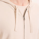 Beige Organic Cotton / Elastane Long-Sleeved Hooded Vest