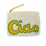 Ciao mini beaded purse white